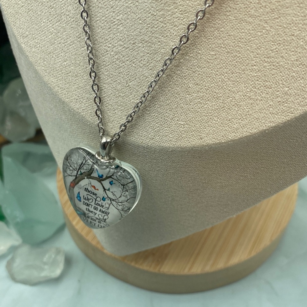 NWOT Heart Pendant Necklace with Blue and Silver Accents